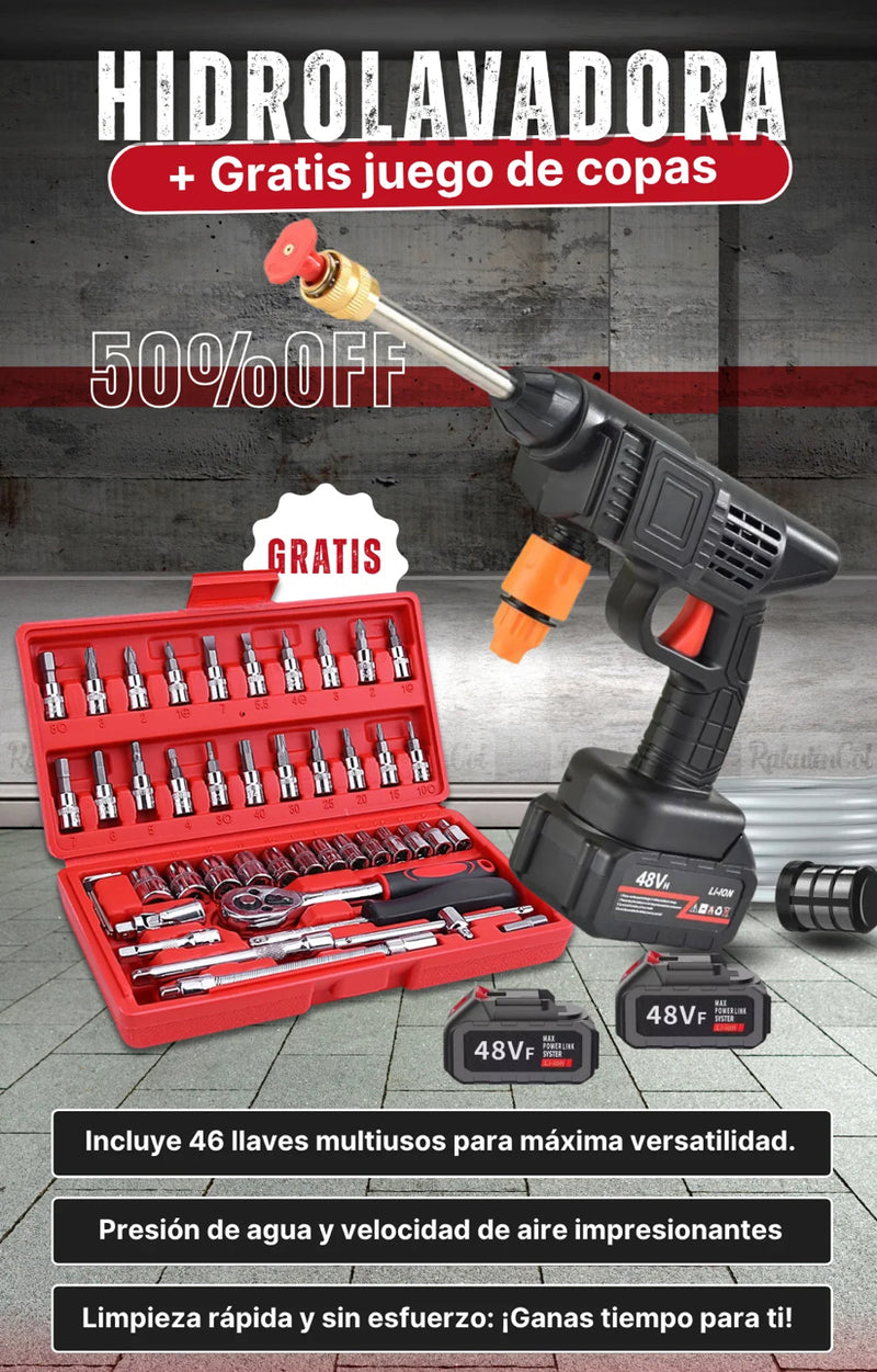 Hidrolavadora Inalambrica 48v con 2 Baterias + GRATIS JUEGO DE COPAS